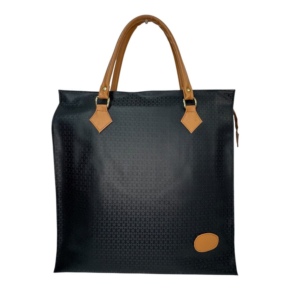 Vintage Cestino Collection Oversized Black Embossed Work Tote Bag Taiwan